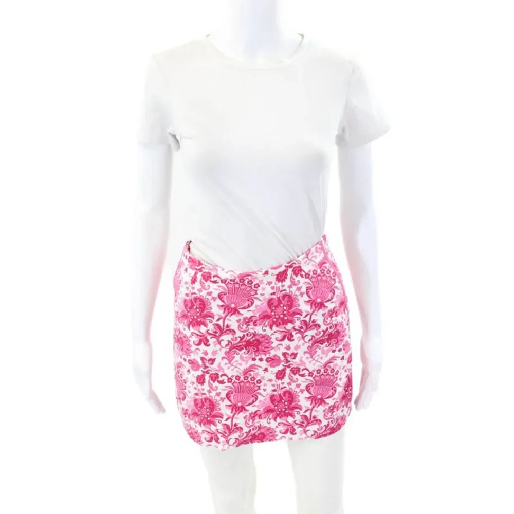 Golftini Womens Cotton Floral Print A Line Skort Pink Size 0